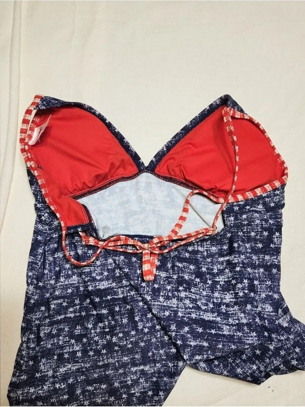 Mossimo Tankini Swimsuit Top Blue White Red Medium